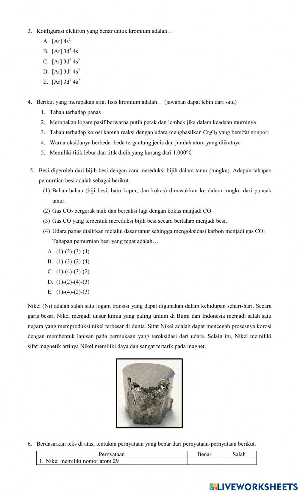 Ujian kimia kelas xii