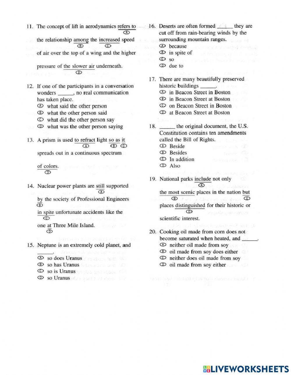 Toefl grammar practice 14