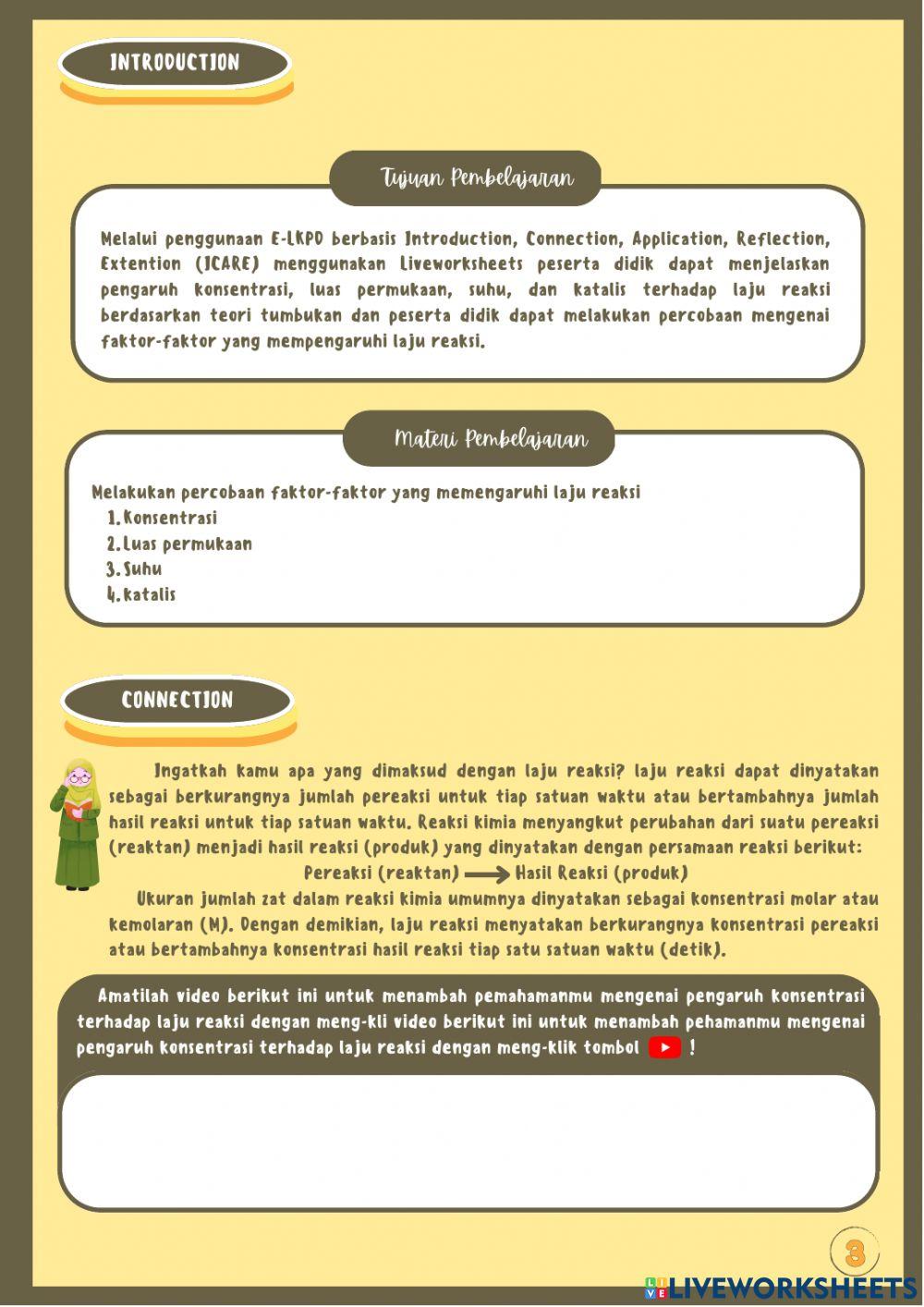 KC E-LKPD Laju Reaksi : Faktor-Faktor yang Mempengaruhi Laju Reaksi I