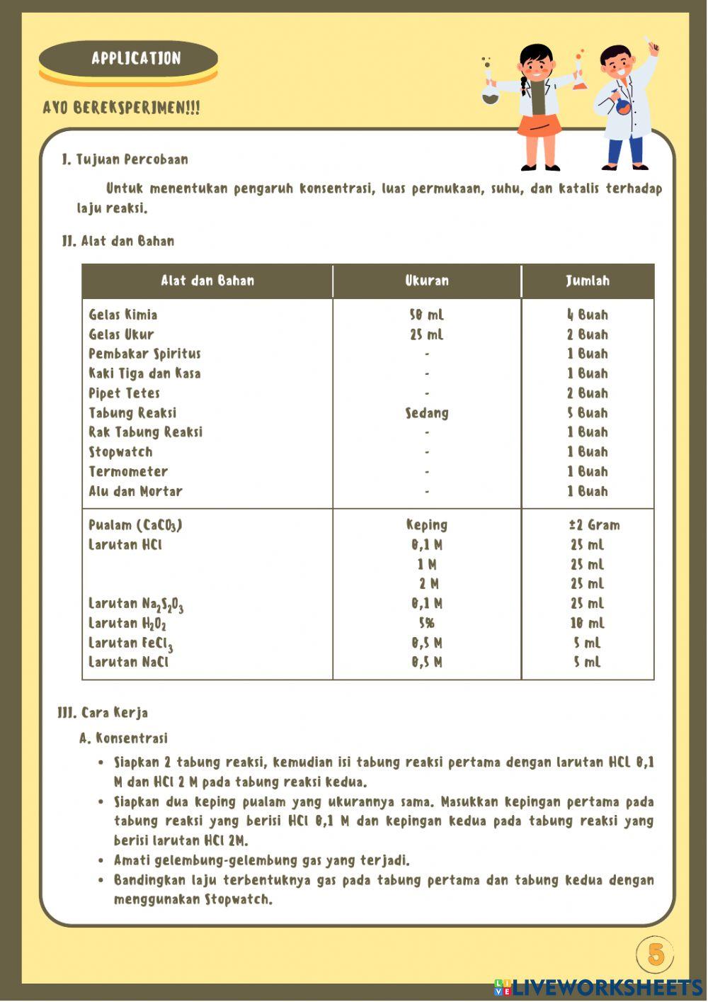 KC E-LKPD Laju Reaksi : Faktor-Faktor yang Mempengaruhi Laju Reaksi I