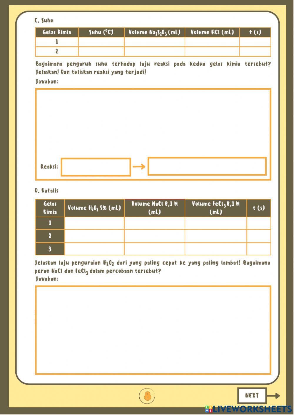 KC E-LKPD Laju Reaksi : Faktor-Faktor yang Mempengaruhi Laju Reaksi I