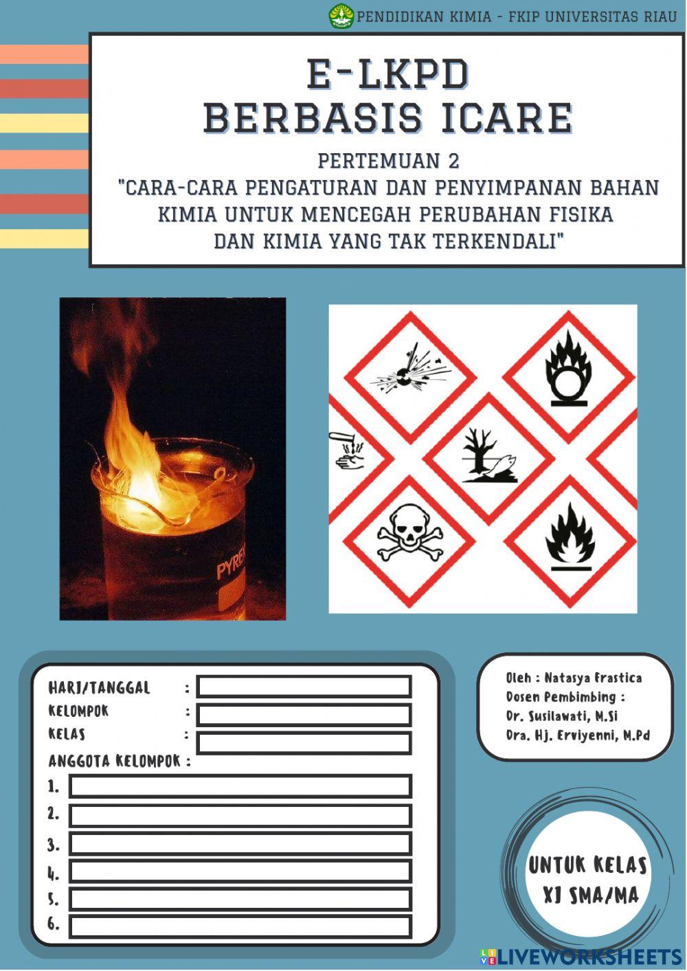 KC E-LKPD Laju Reaksi : Cara-Cara Pengaturan dan Penyimpanan Bahan Kimia untuk Mencegah Perubahan Fisika dan Kimia yang Tak Terkendali I