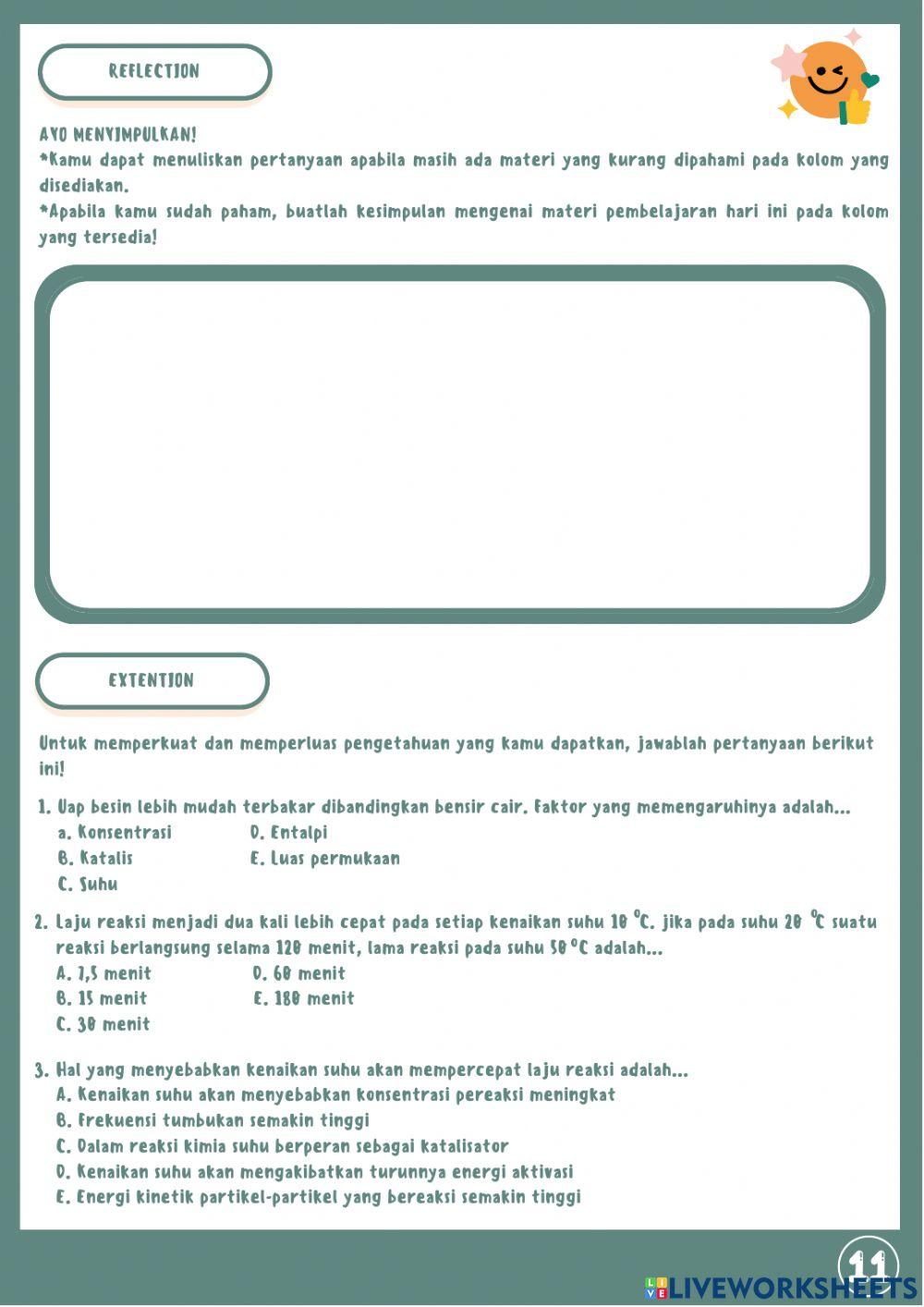 KC E-LKPD Laju Reaksi : Konsep Laju Reaksi dan Teori Tumbukan II