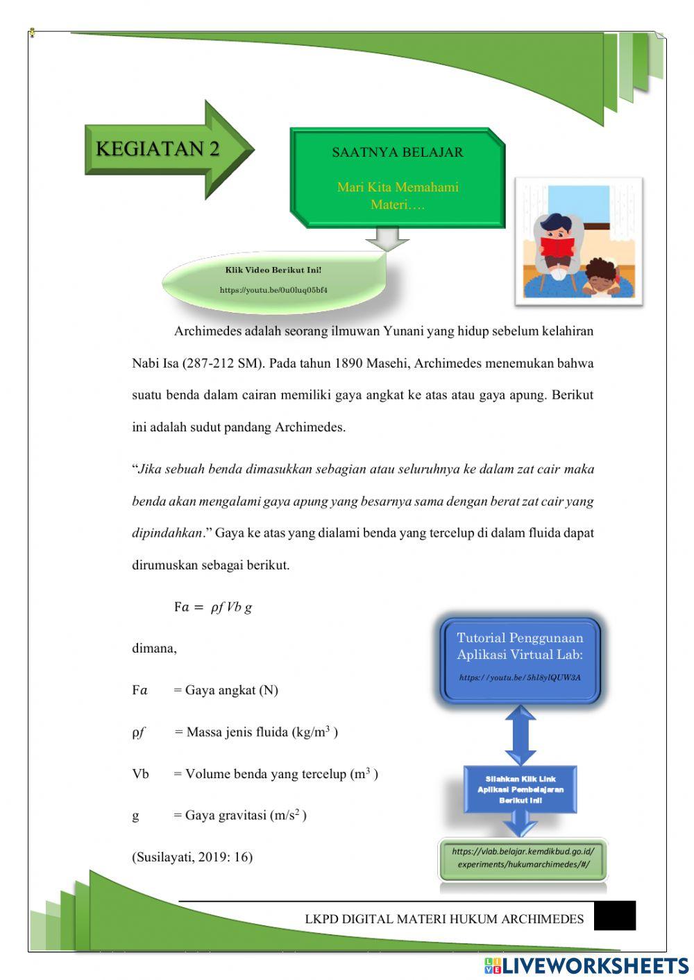 LKPD Digital Materi Hukum Archimedes