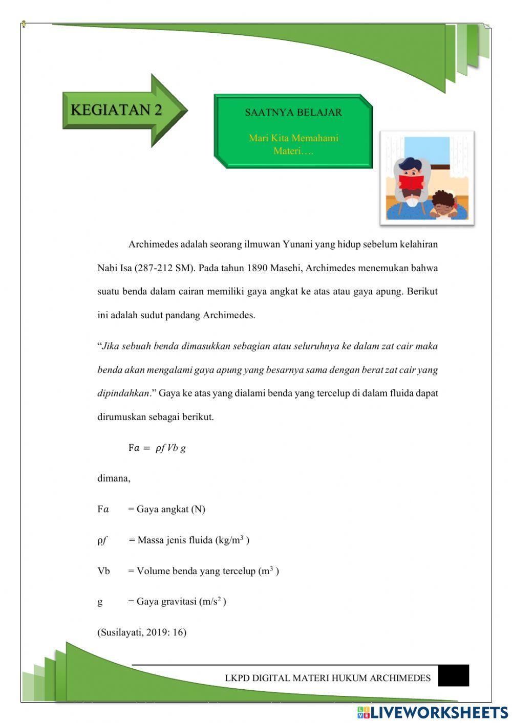 LKPD Digital Materi Hukum Archimedes