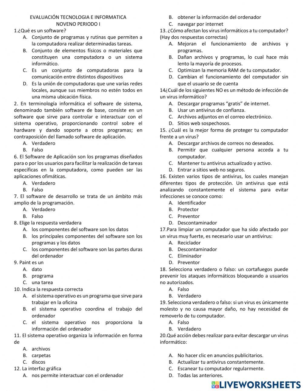 Evaluación noveno PI