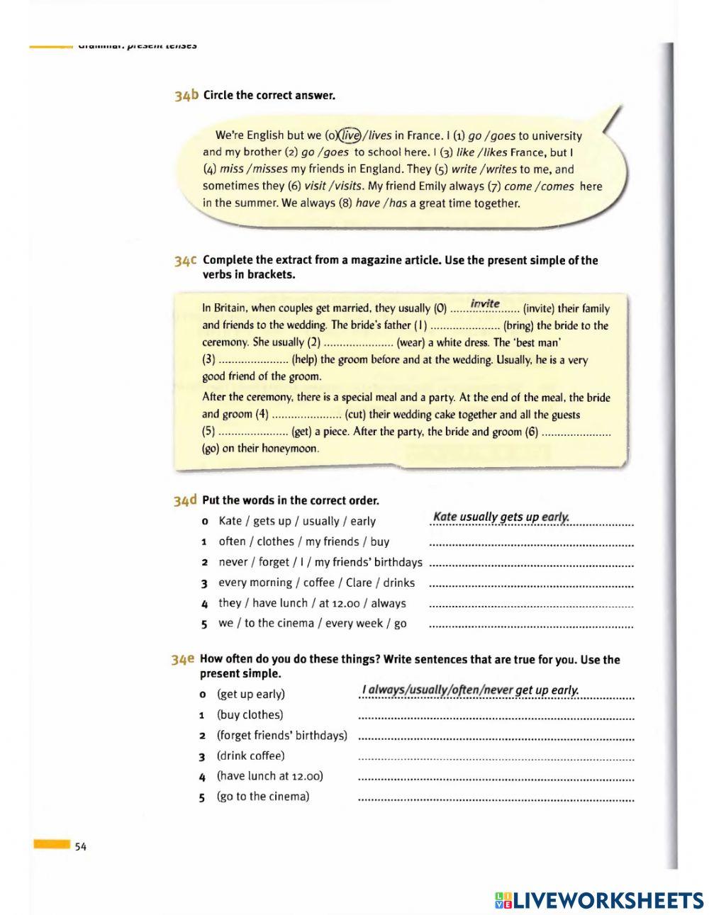 Present simple positive nivelación