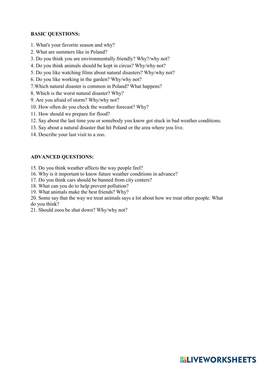 Nature - zestaw ustny