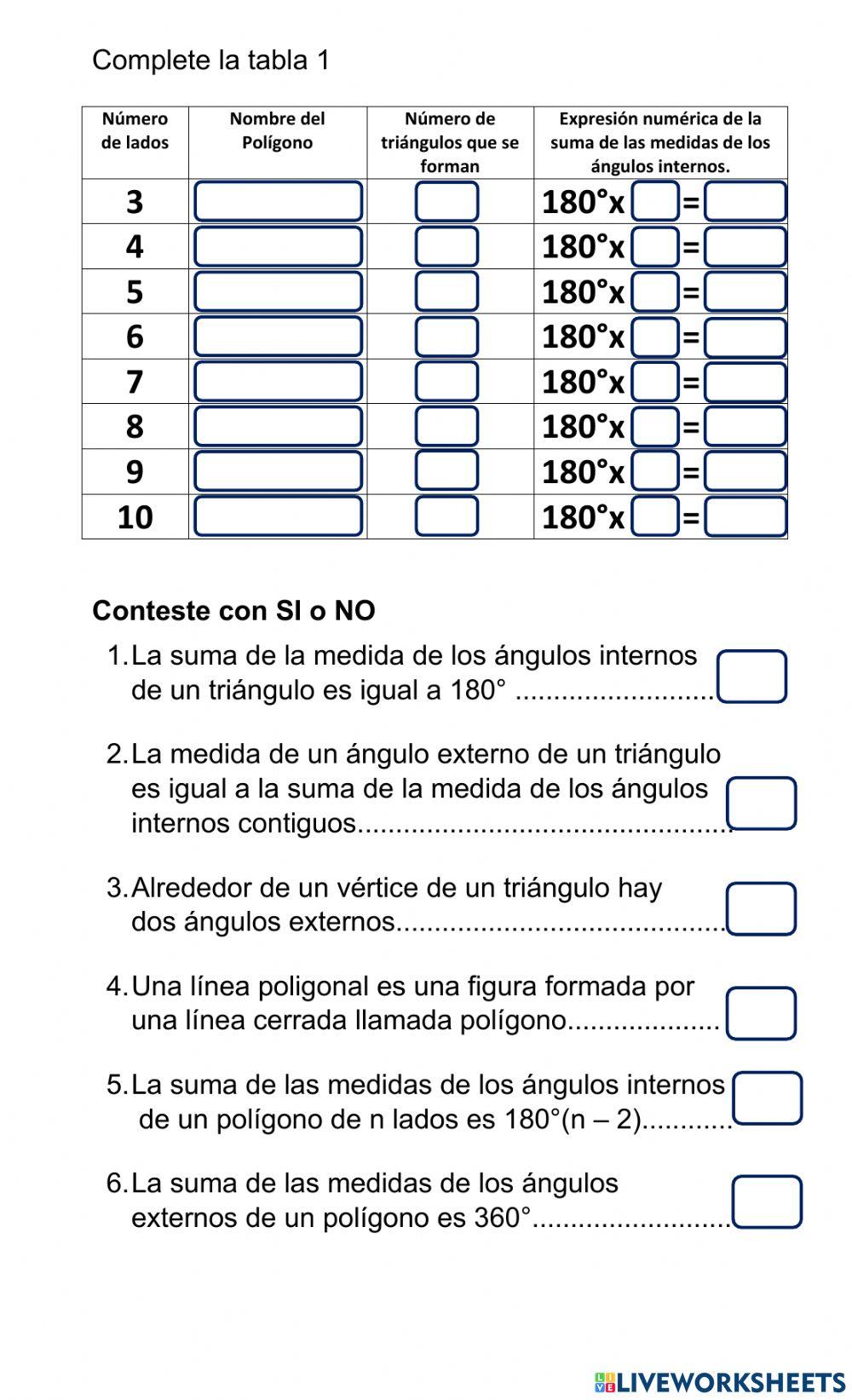 Medida de angulos internos y externos de poligonos