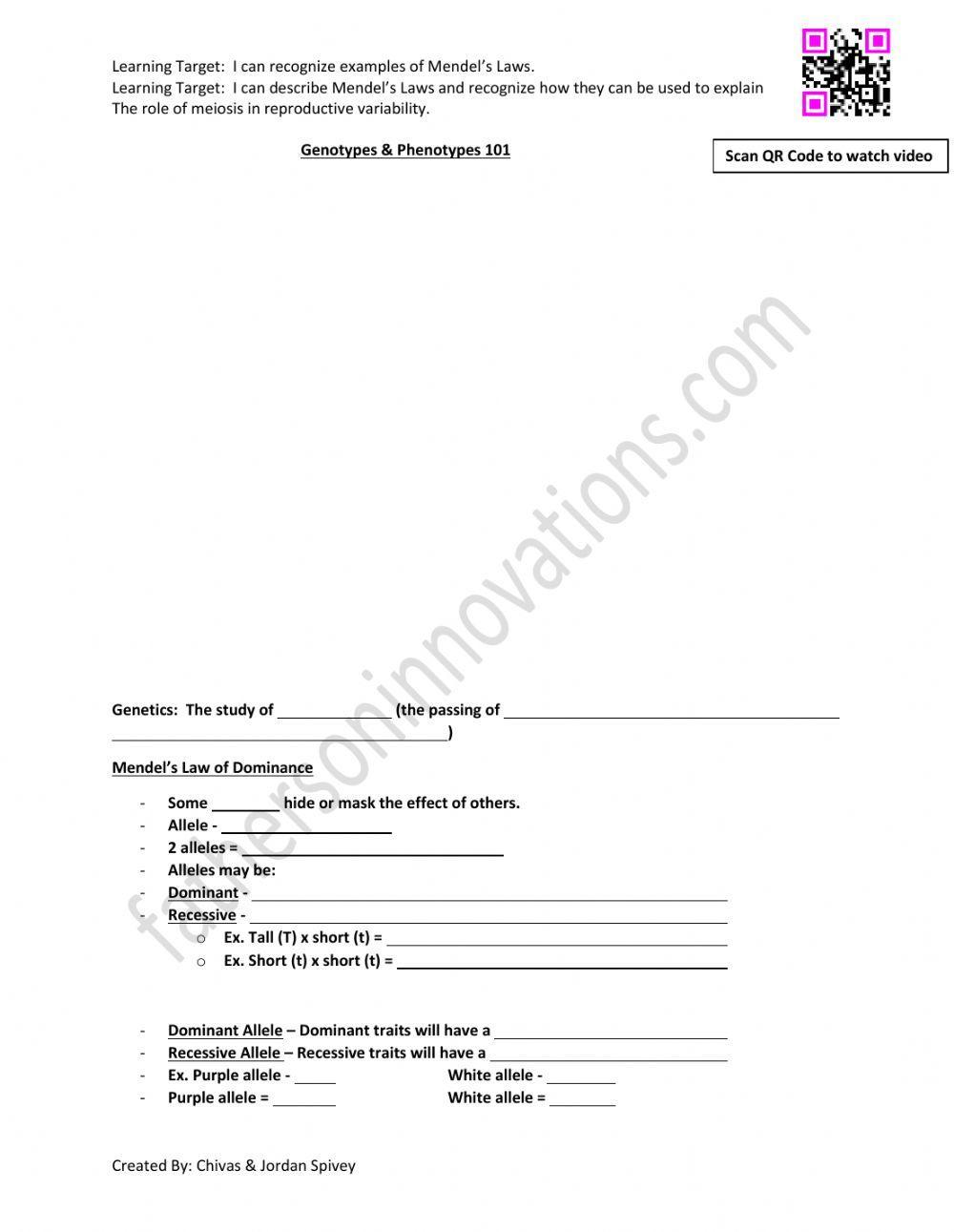 Genotypes & Phenotypes Video Notes with video