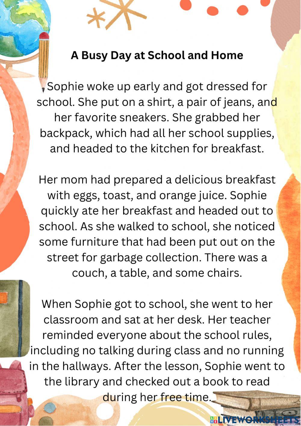 A Busy Day at School and Home