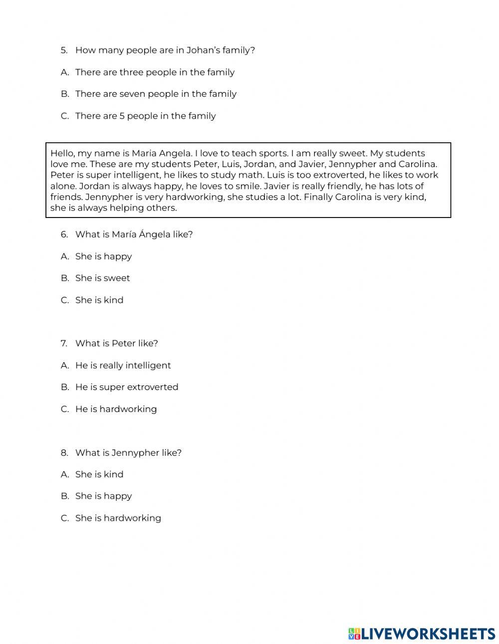 Observation 2 - reading comprehension