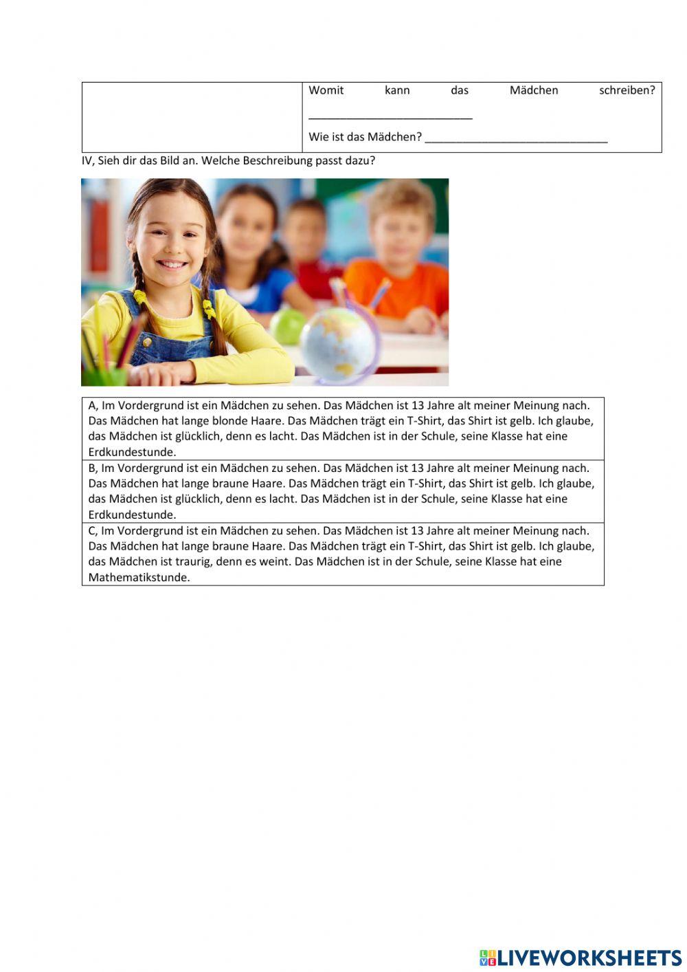 Schüler - Bildbeschreibung