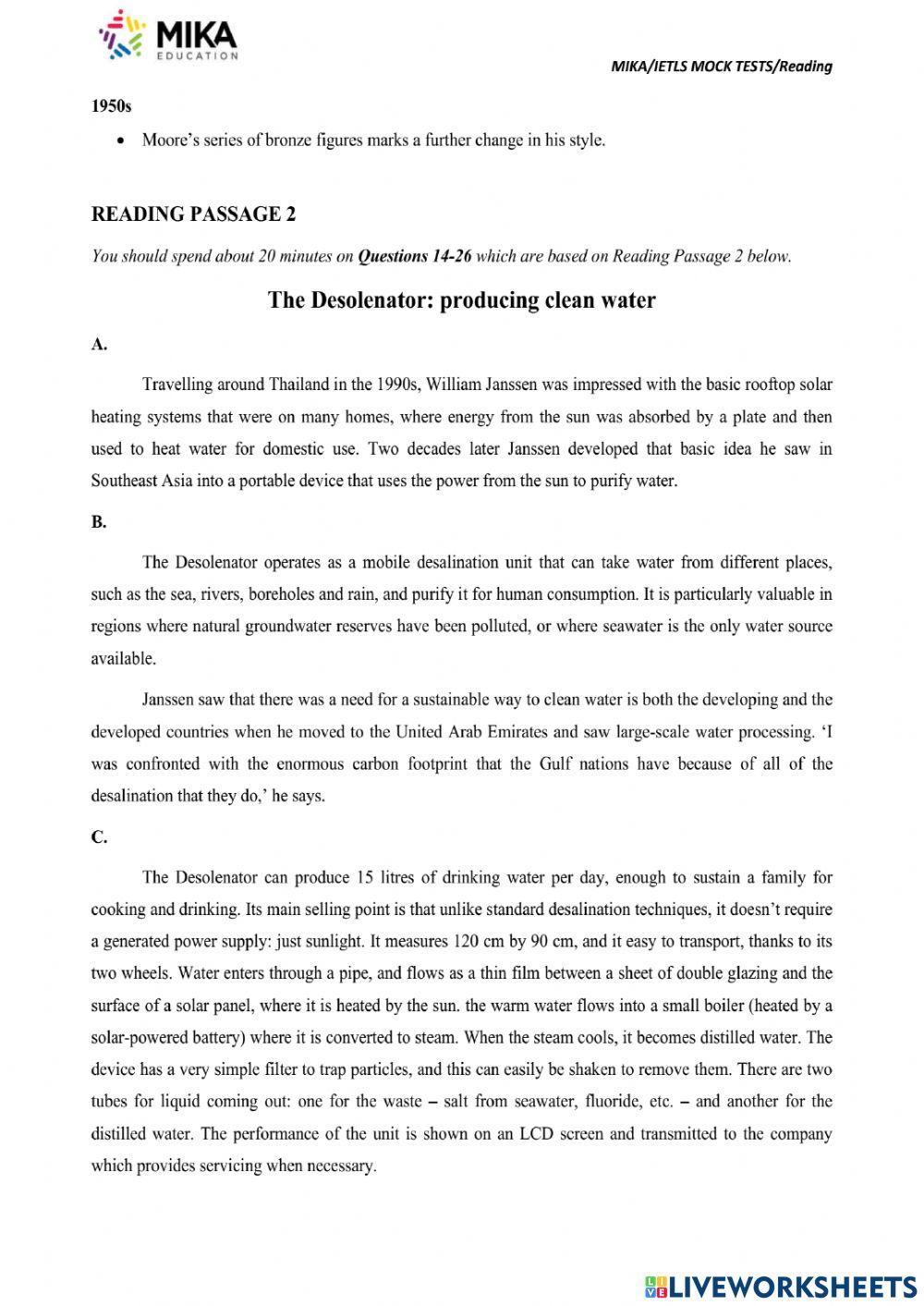 Reading Mock Test 14