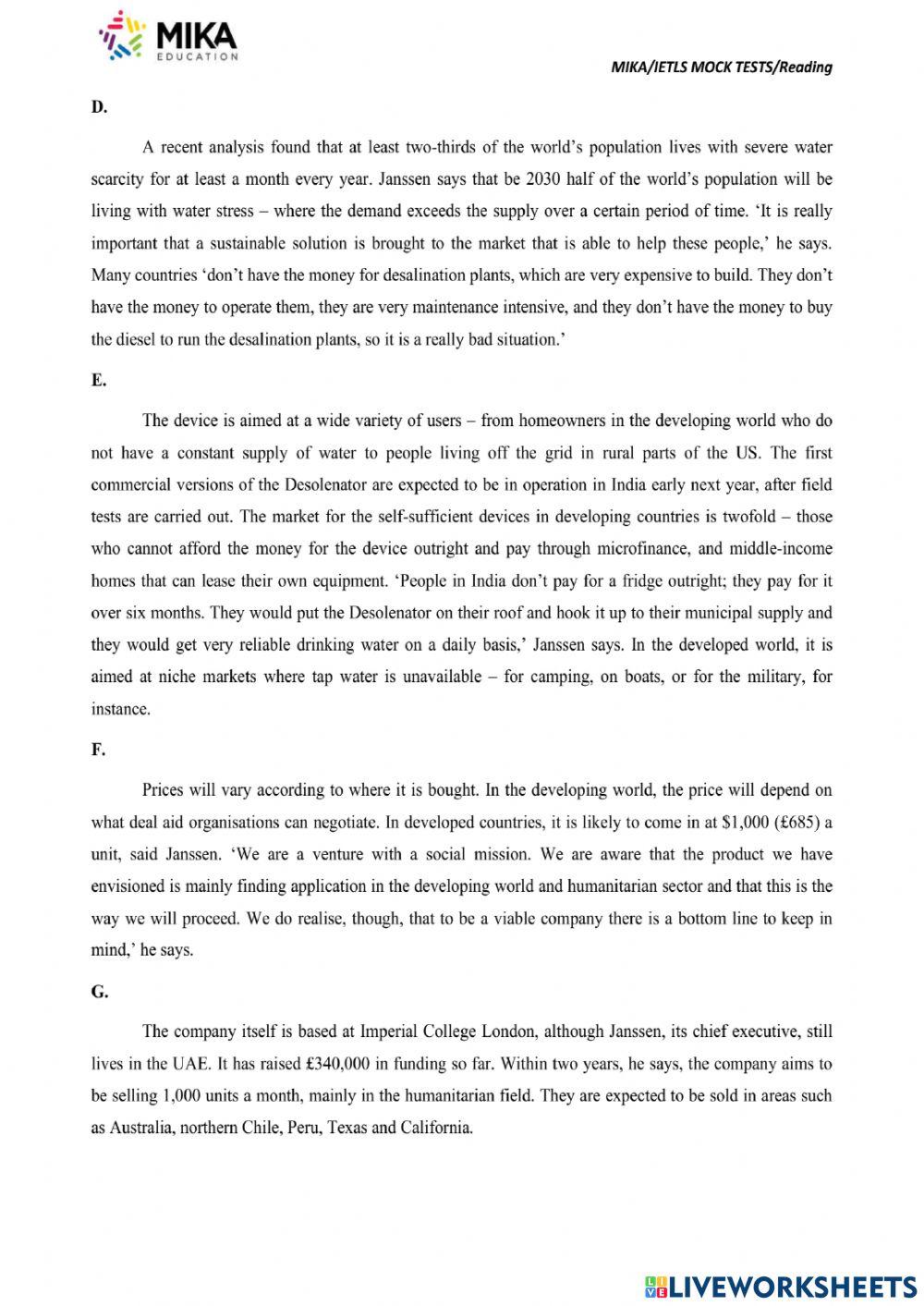 Reading Mock Test 14