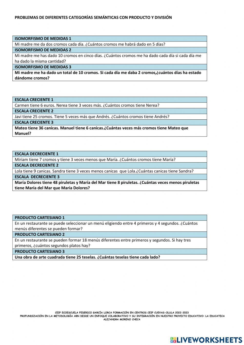 Práctica producto y división