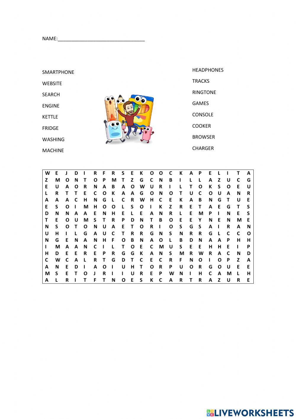 Wordsearch online exercise for 1ºESO | Live Worksheets