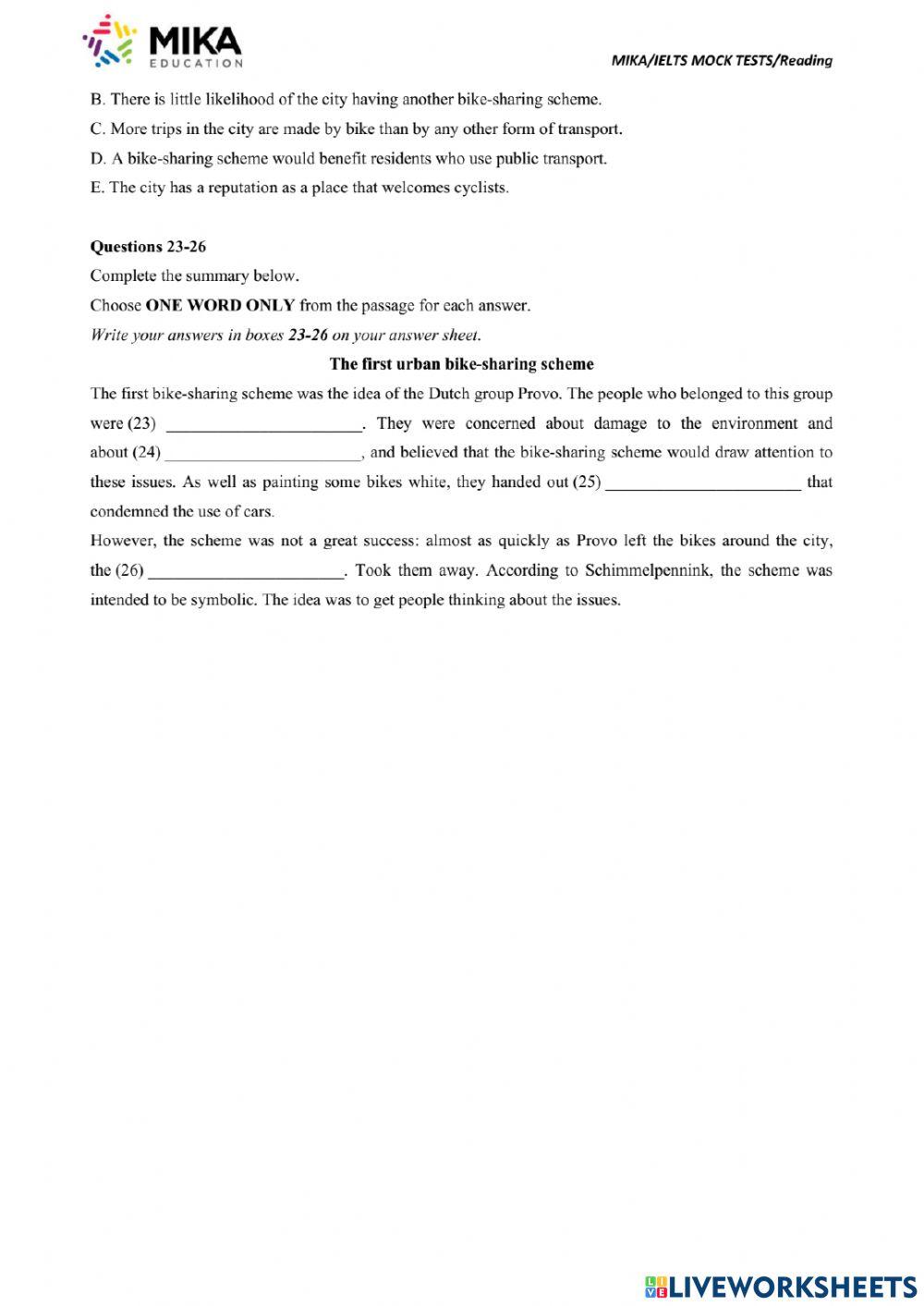 Reading Mock Test 15