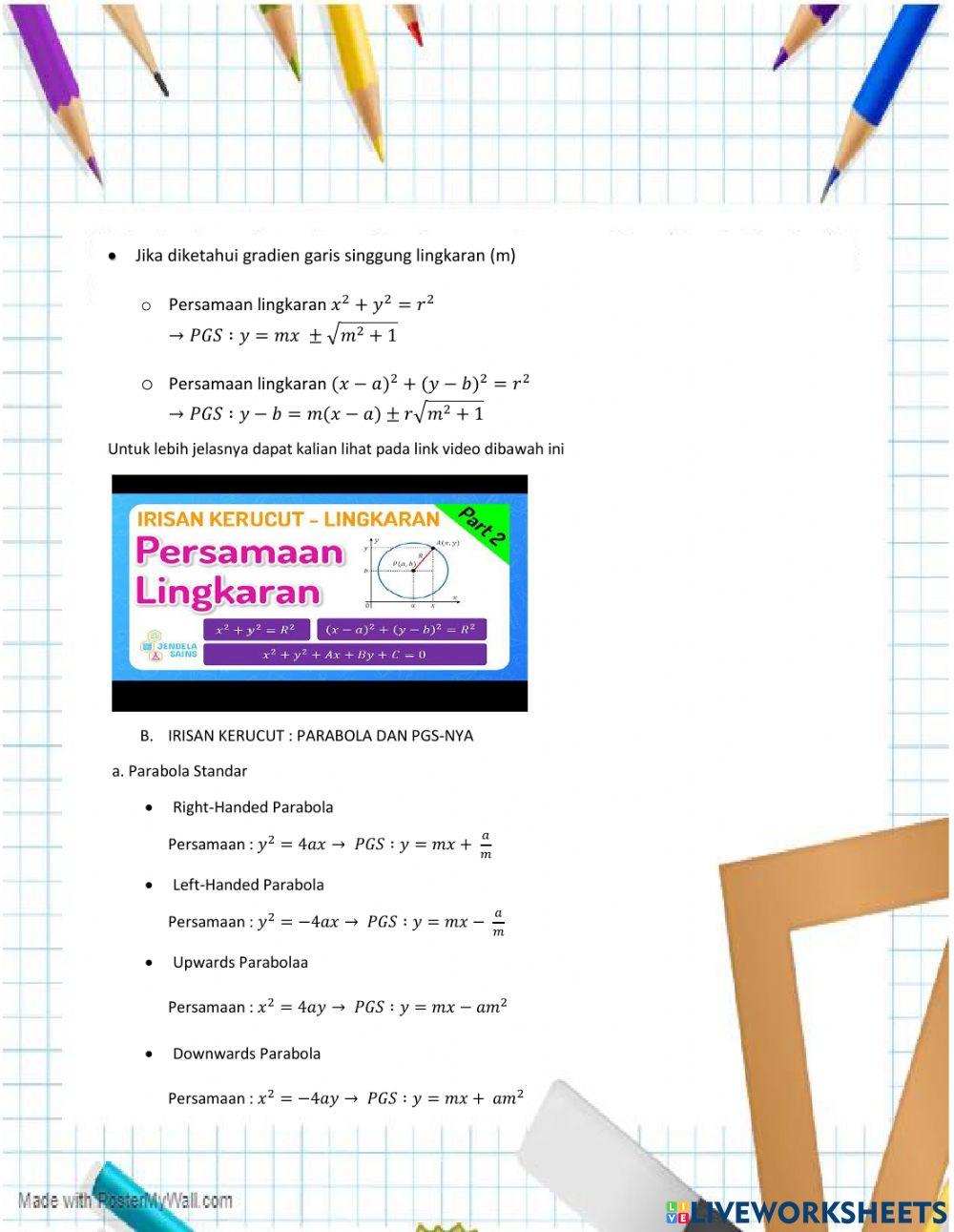 Lkpd interaktif irisan kerucut dan persamaan parametrik