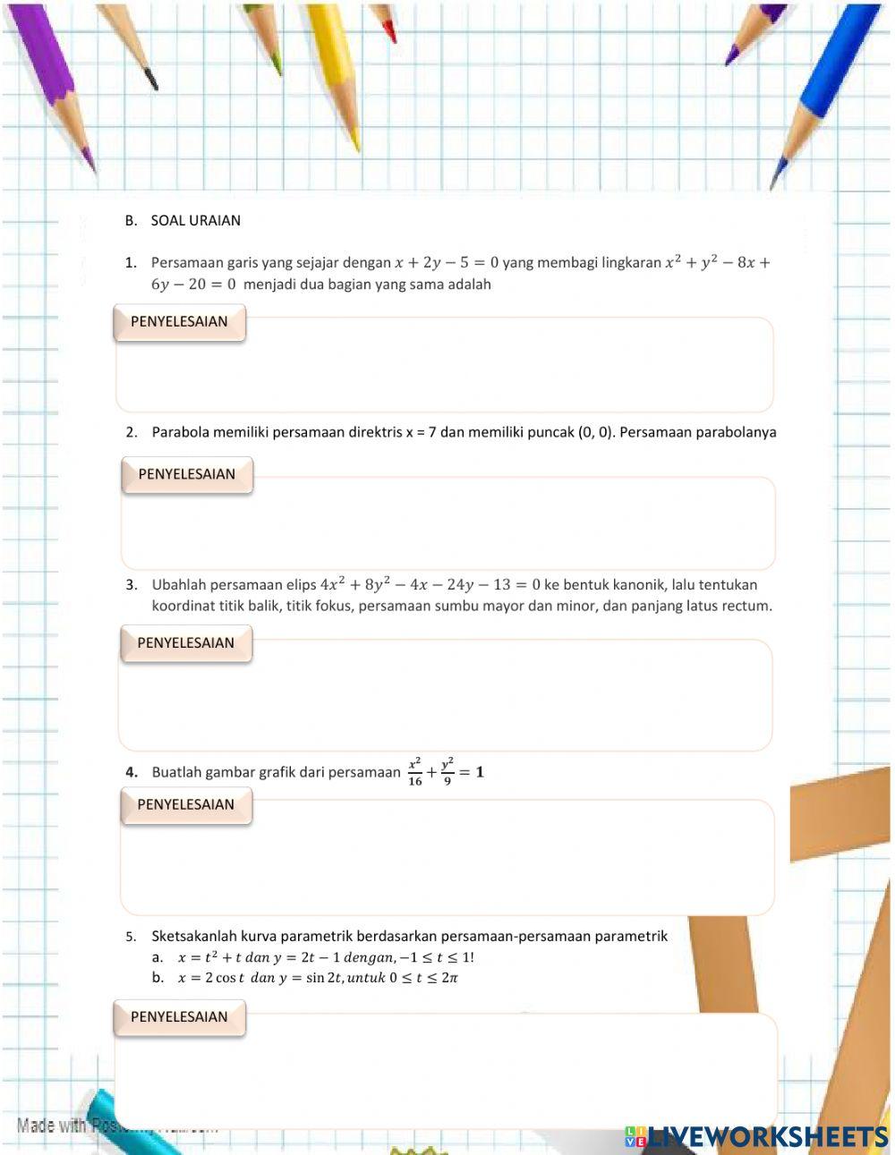 Lkpd interaktif irisan kerucut dan persamaan parametrik