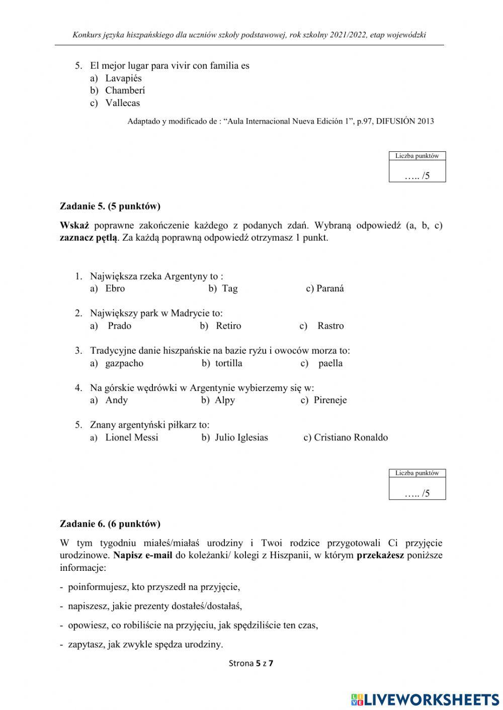 Konkurs języka hiszpańskiego