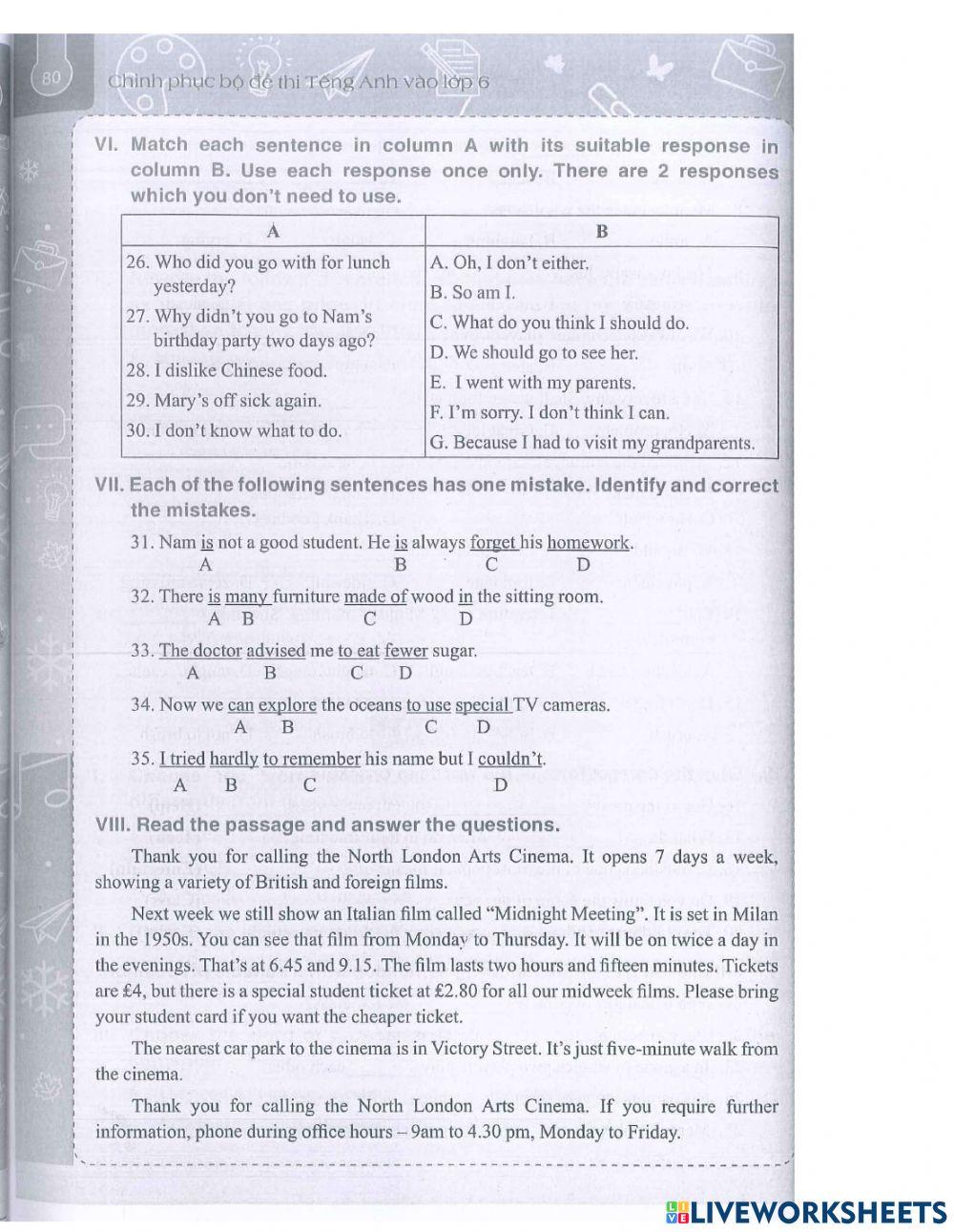 ĐỀ 22 đề luyện thi tiếng anh vào cấp 2 tập 1