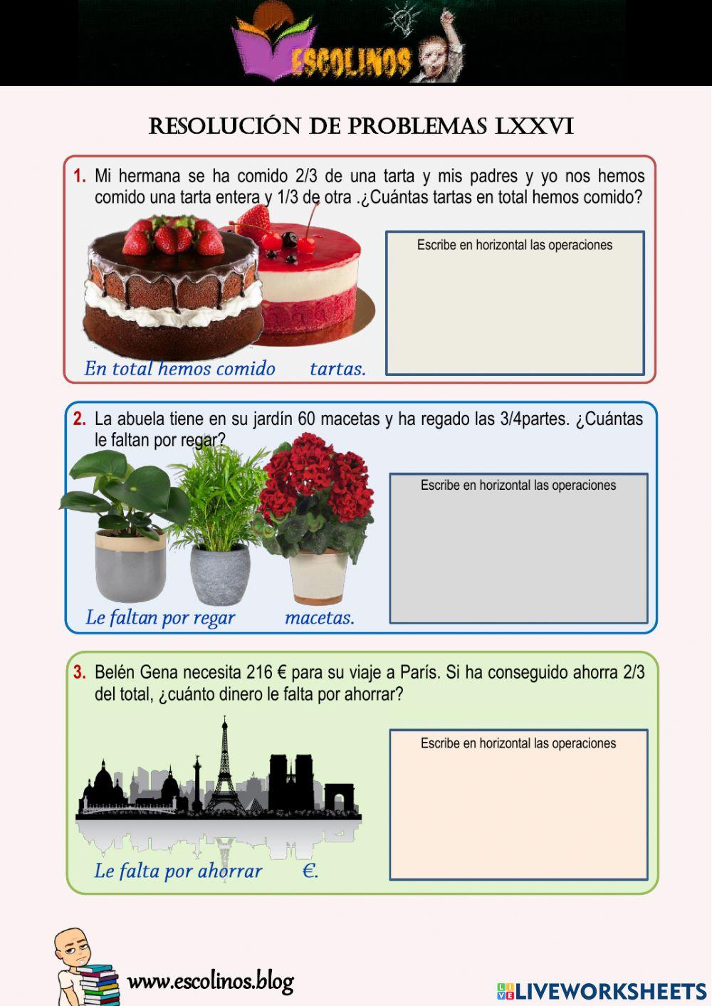 Matemáticas 5º. Resolución de Problemas LXXVI