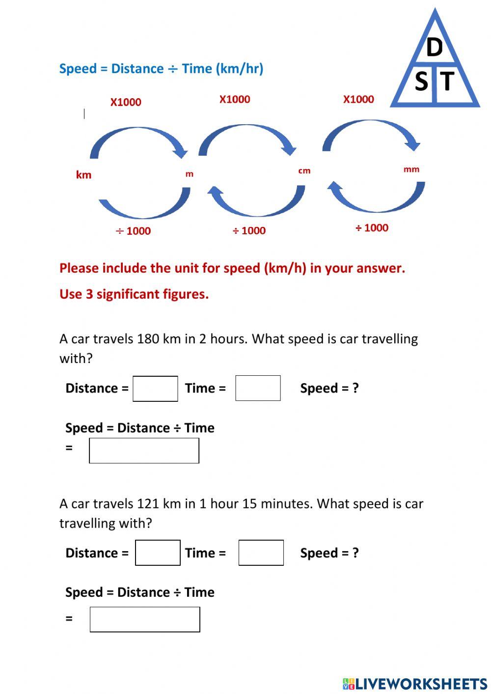 Speed calculations (Basic) Speed calculations (Basic)