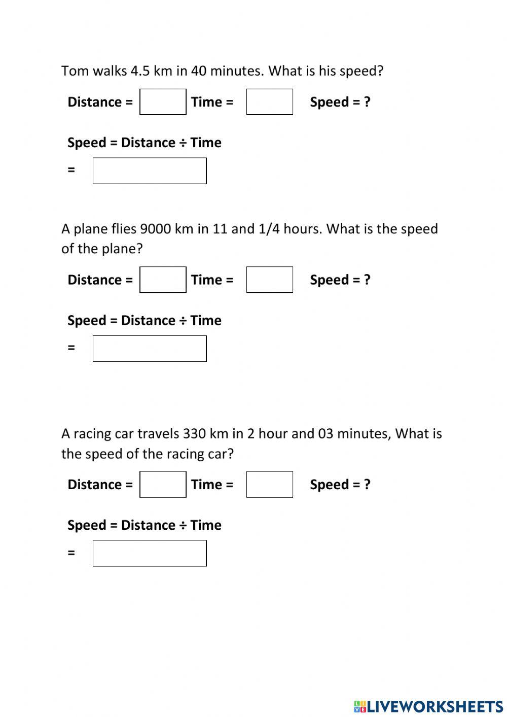 Speed calculations (Basic) Speed calculations (Basic)