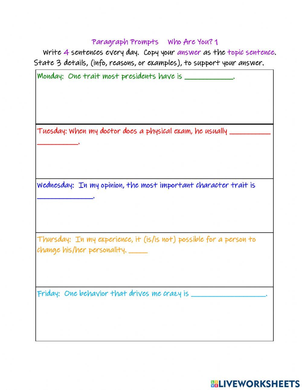 Paragraphs Who Are You? 2