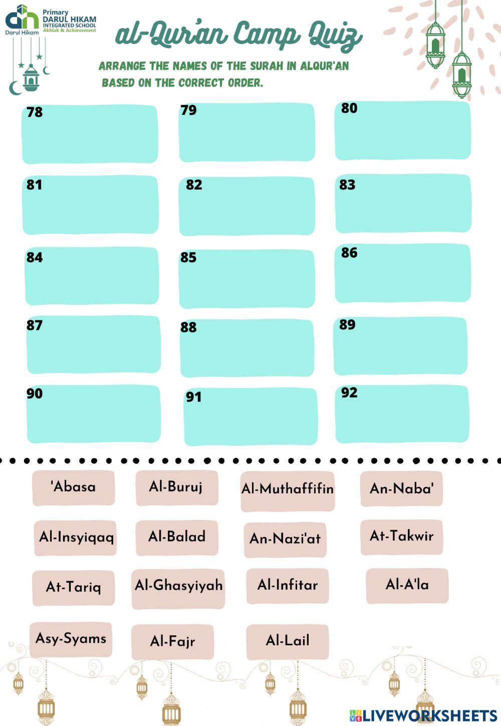 Al-Qur'an Camp Quiz P3-P4