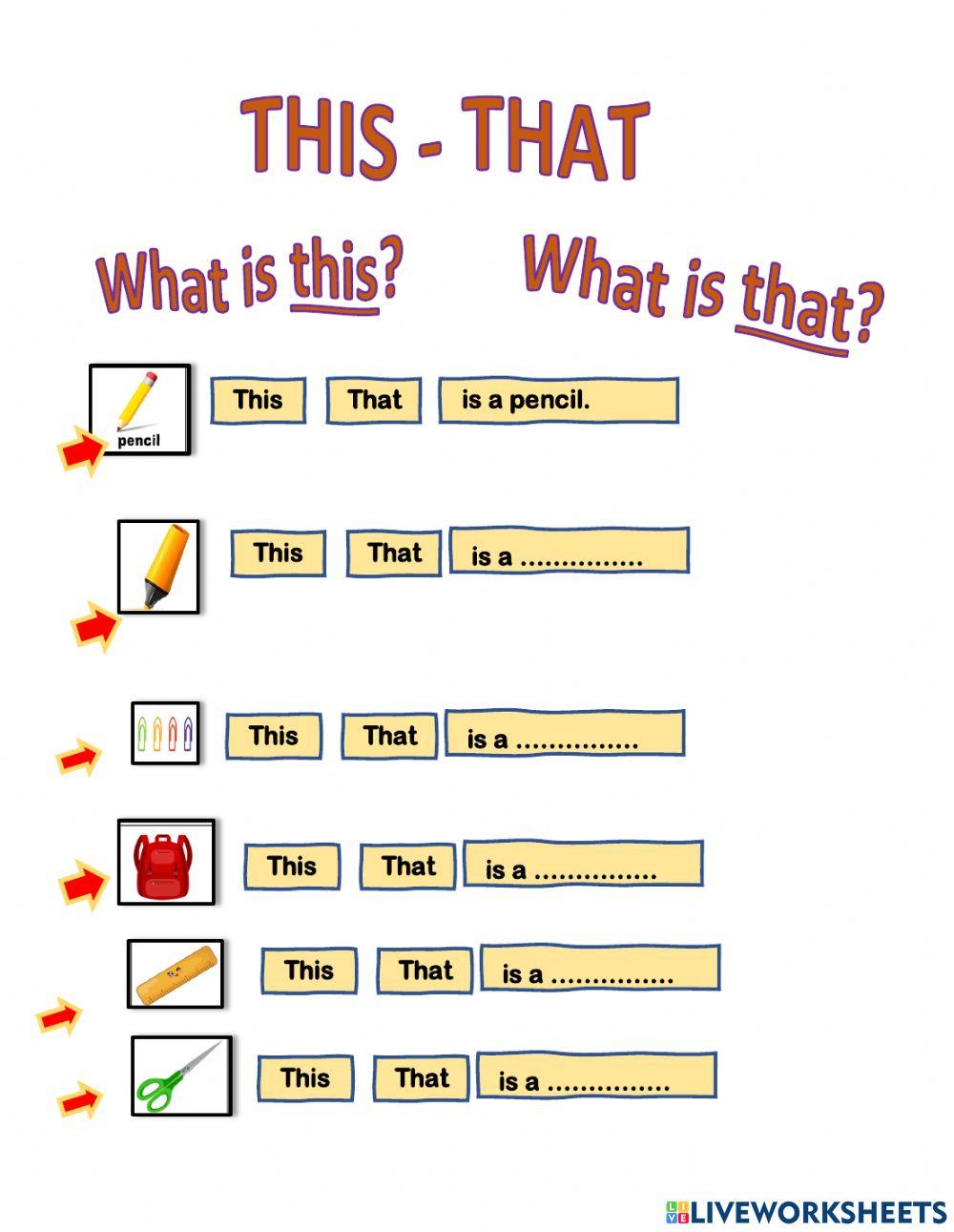 CLASROOM OBJECT- THIS-THAT-IT