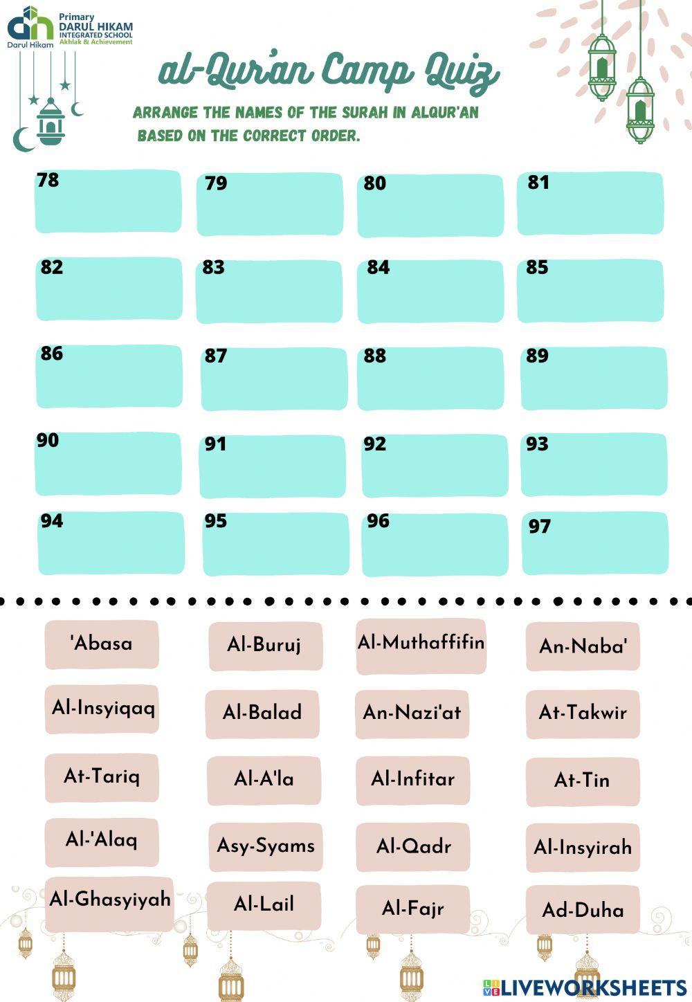 Al-Qur'an Camp Quiz P5