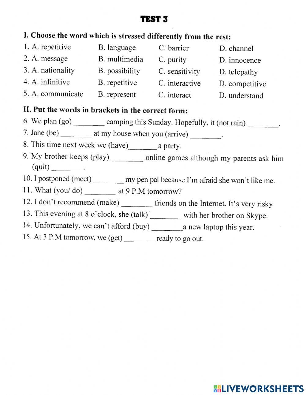 Lop8- unit 10-test 3