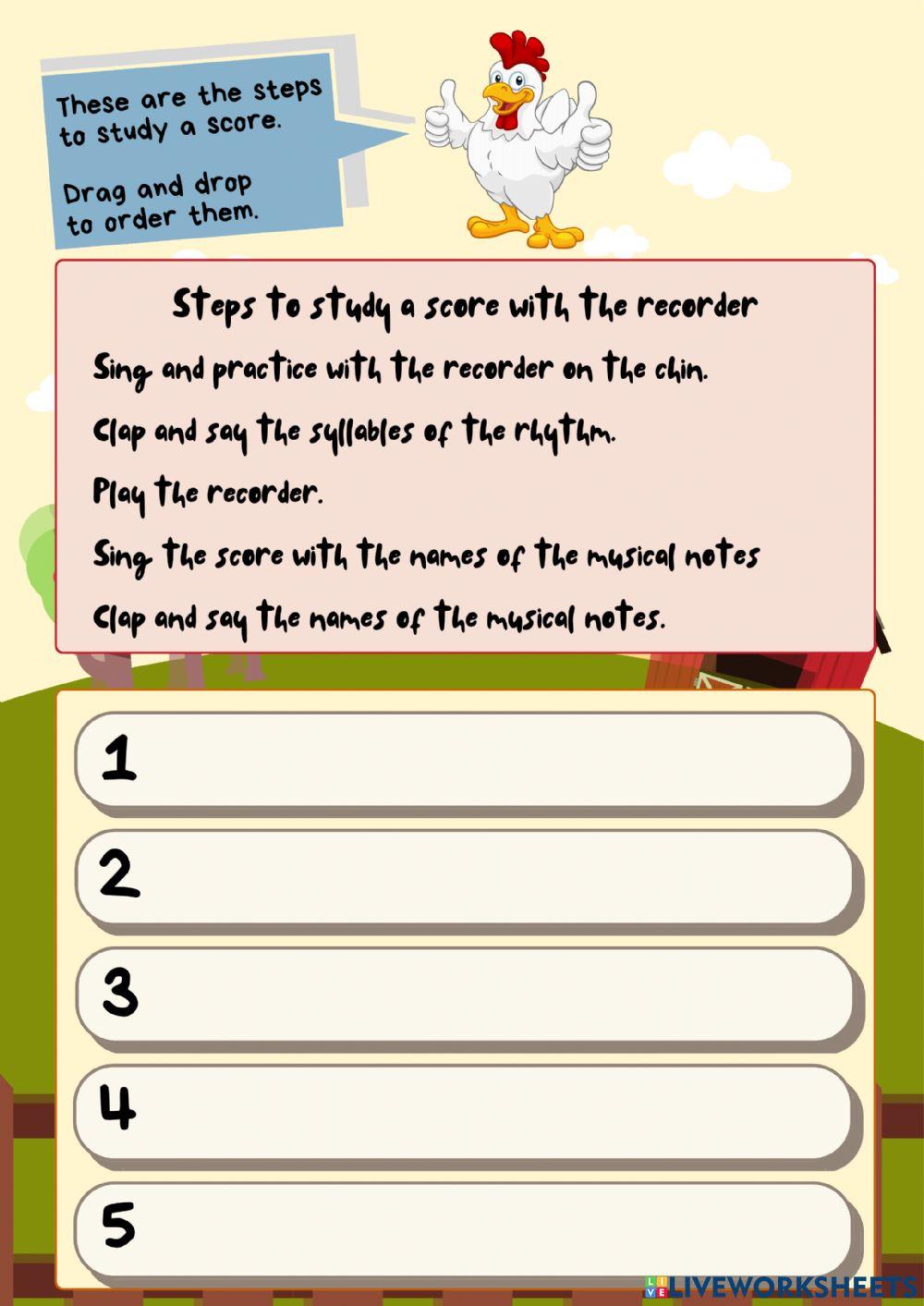 Steps to study a score with the recorder