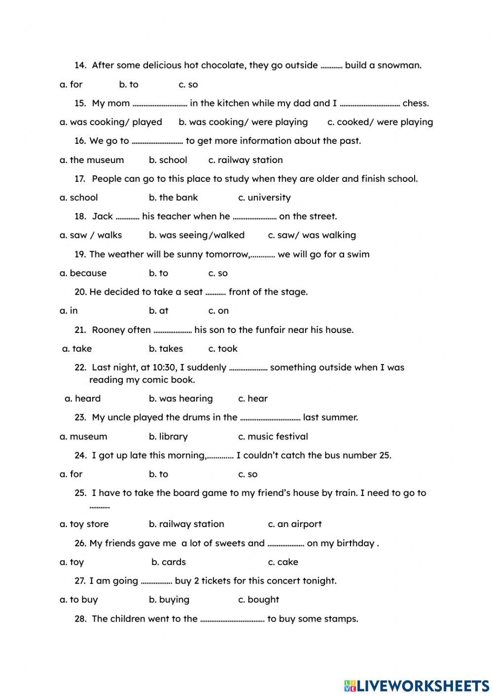 Practice test - flyers