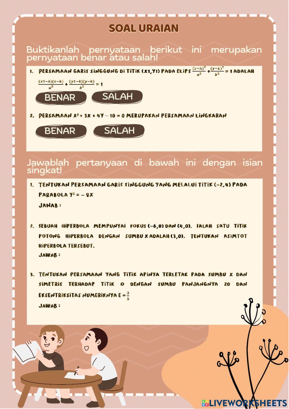 LKS Irisan Kerucut dan Persamaan Parametrik