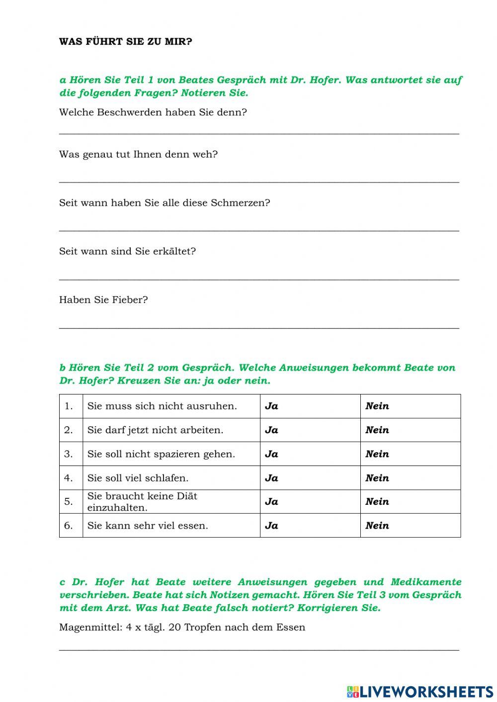 Test. Gesundheit. Hörverstehen