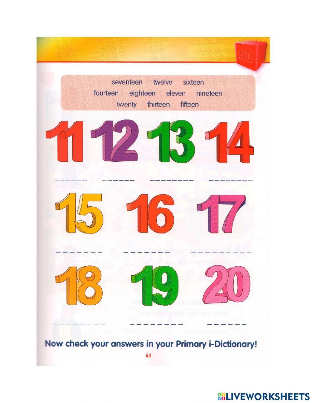 Idict 1 - Unit 11 - Lesson 7: Worksheed