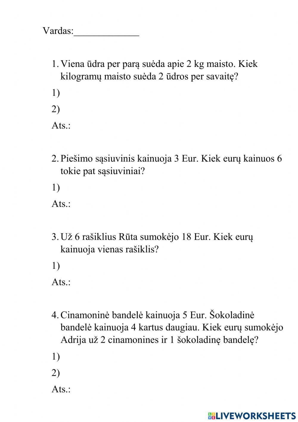 Tekstiniai uždaviniai