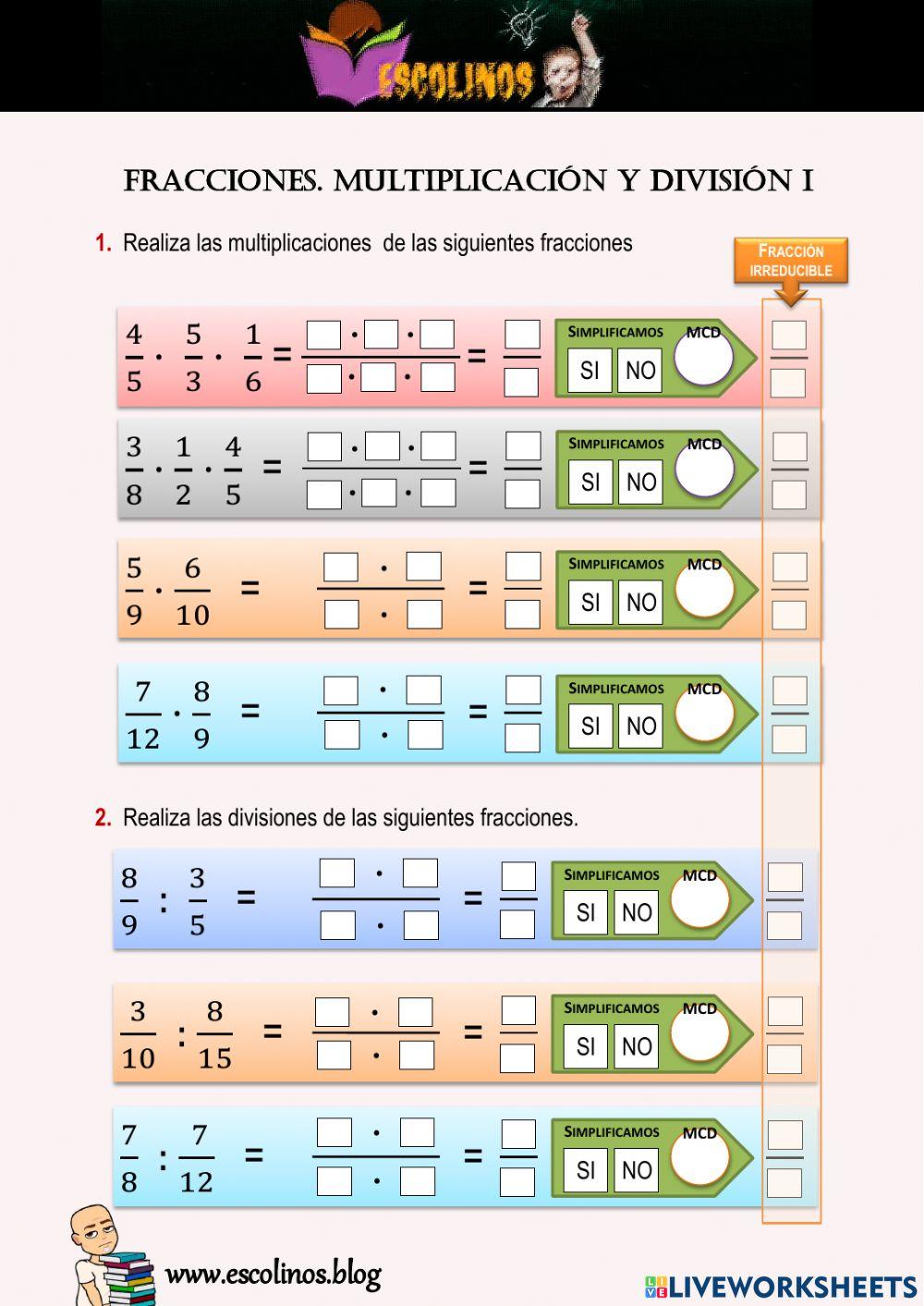 Fracciones. Multiplicación y división I