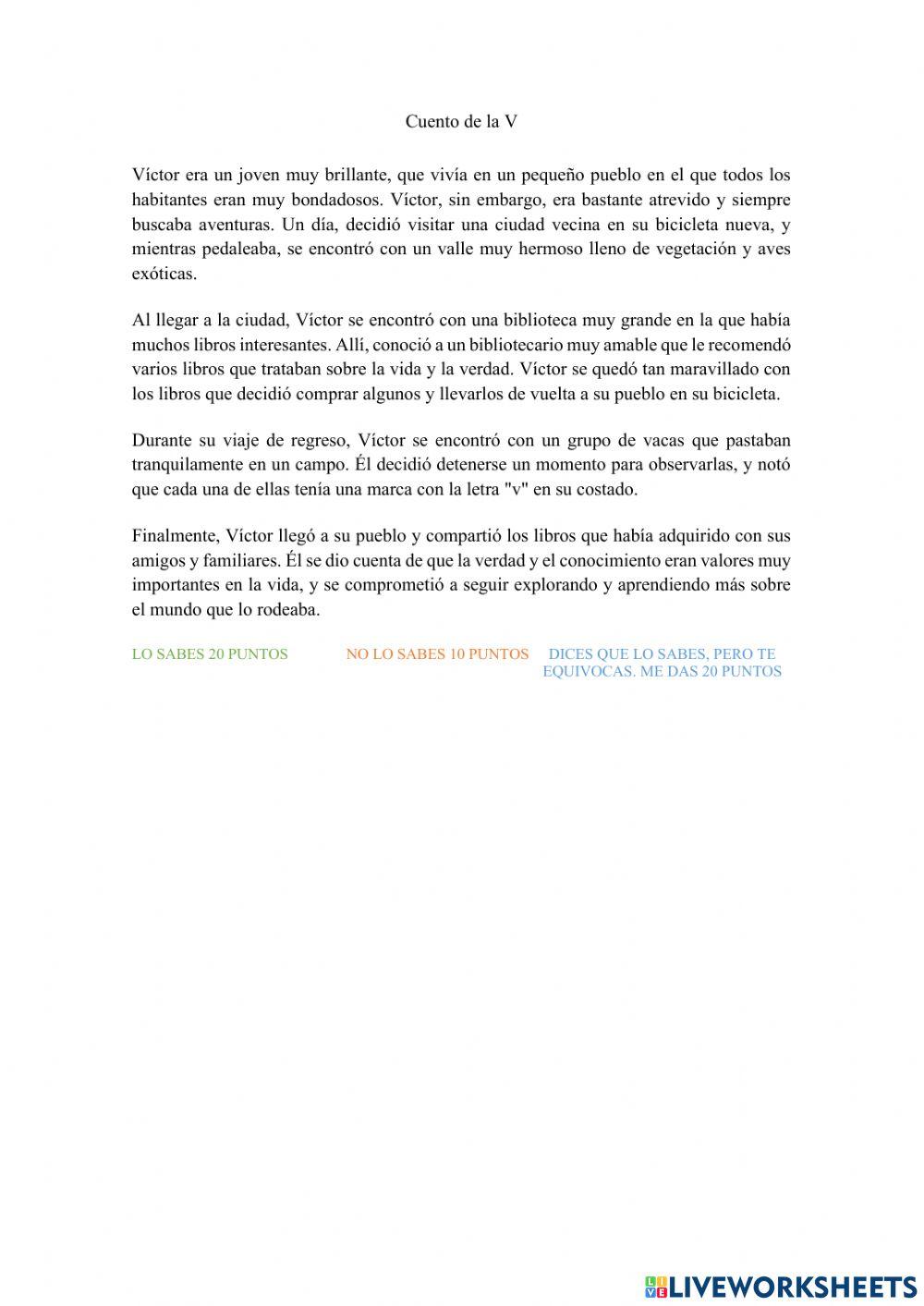 Escribir palabras con V