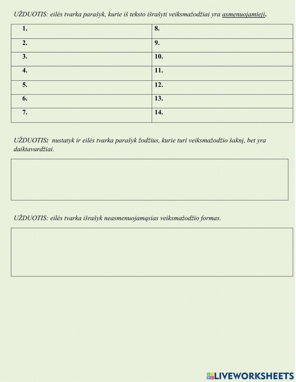 Veiksmažodžio neasmenuojamosios formos