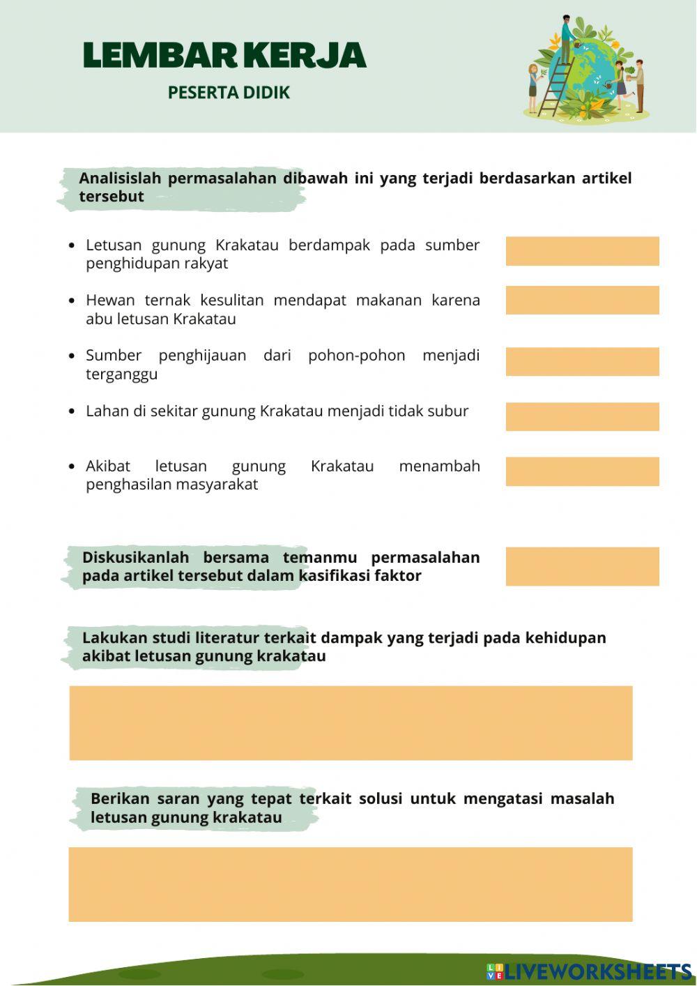 LKPD Perubahan Lingkungan (Letusan Gunung Berapi)
