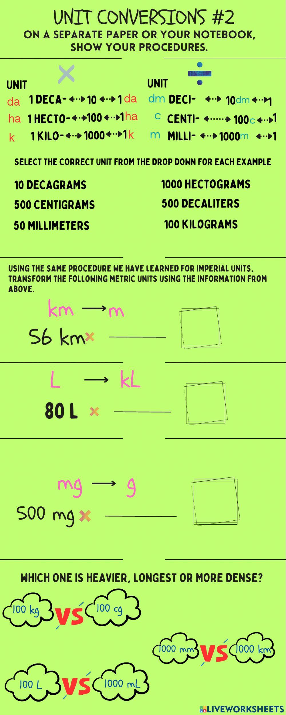 Unit Conversions -2 online exercise for | Live Worksheets