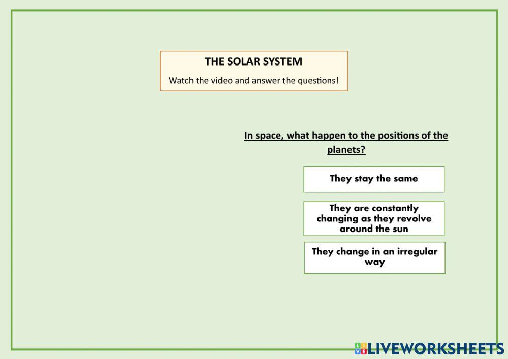 The Solar System. Video and Question