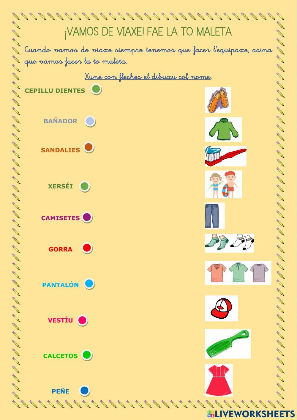 La ropa: facemos la maleta