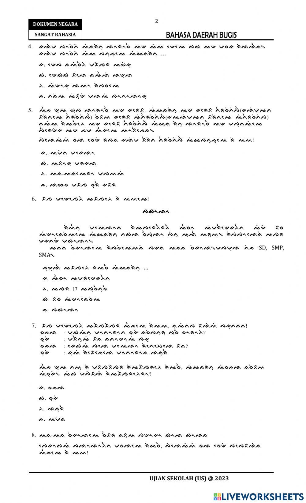Soal US Bahasa Daerah 2022-2023