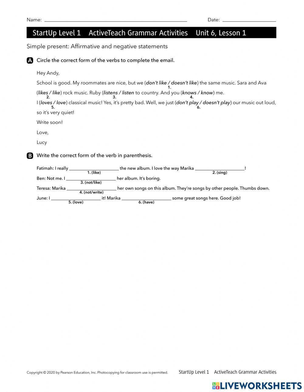 Do-does simple present worksheet | Live Worksheets