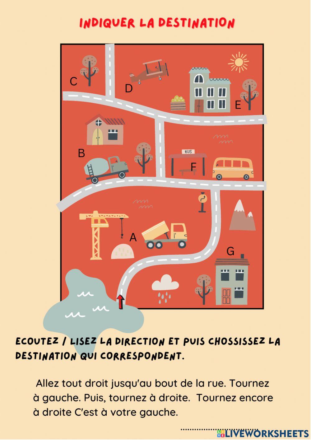 Indiquer la Destination